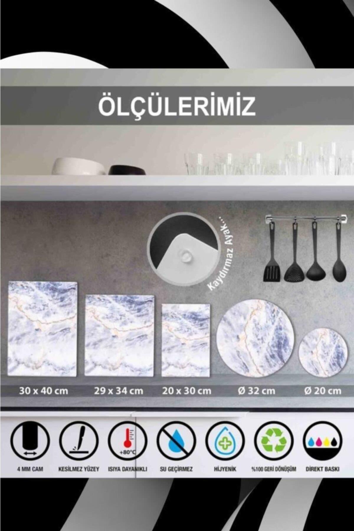30x40 cm Cam Kesme Tahtası Siyah Mermer Görünümlü - Resim 2