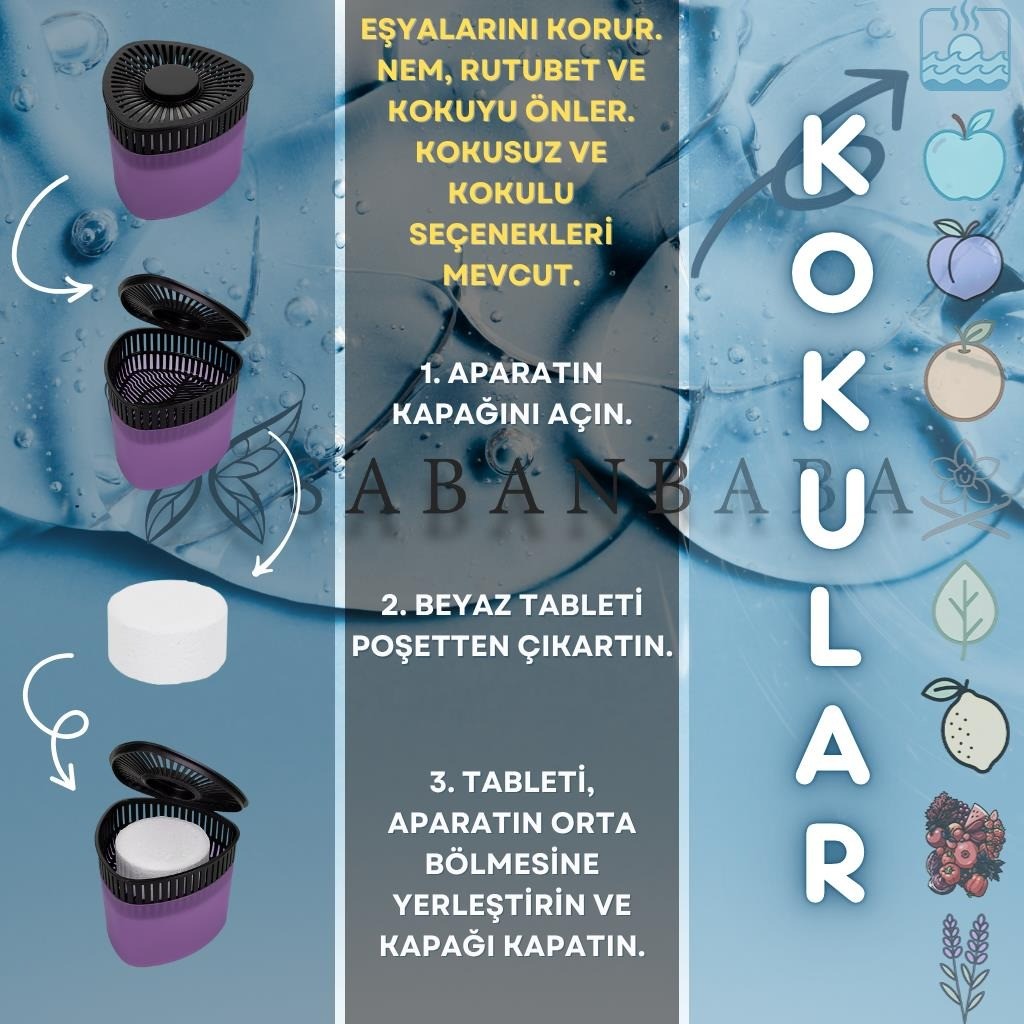 500 gr Nem Alıcılı Ve Rutubet Giderici Aparat Üçgen Lavanta (Tablet Dahil) - Resim 2