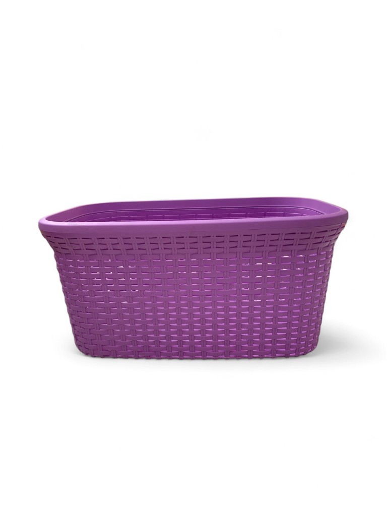 Mor, Hasır Desenli Plastik Çamaşır Selesi - 25x35x53cm - Resim 1