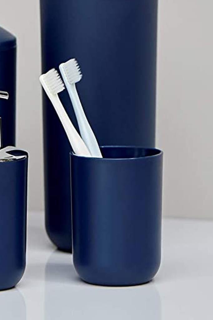 Lacivert, Plastik Diş Fırçalık – 7,5×10 cm, Macunluk, Banyo Düzenleyici - Brasil Model - Resim 1