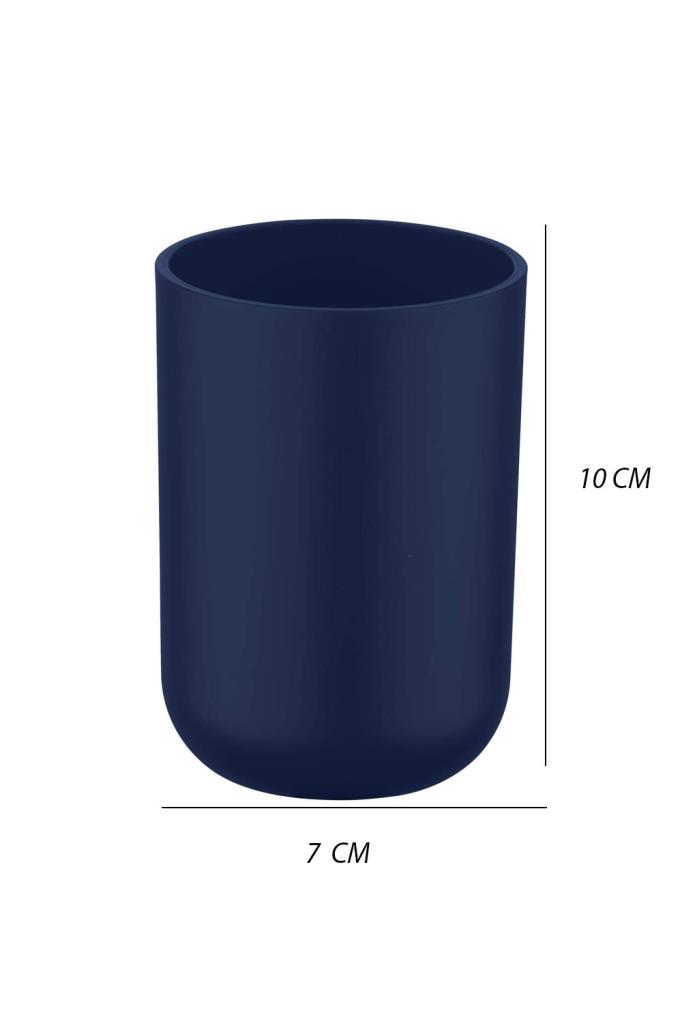 4'lü Lacivert, Banyo Aksesuar Seti, Çöp Kovası Seti - Brazil Model - Resim 4