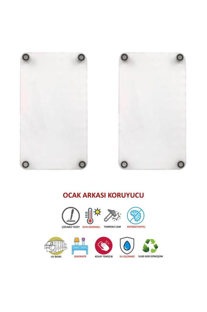 2'li 30x52cm Takım - Altın Ağaç Desenli - Ocak Koruyucu - Cam Kesme Tahtası - Resim 1